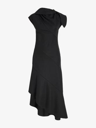 Porenza Schouler Still Life Image of Elodine Dress in Tropical Wool in Black