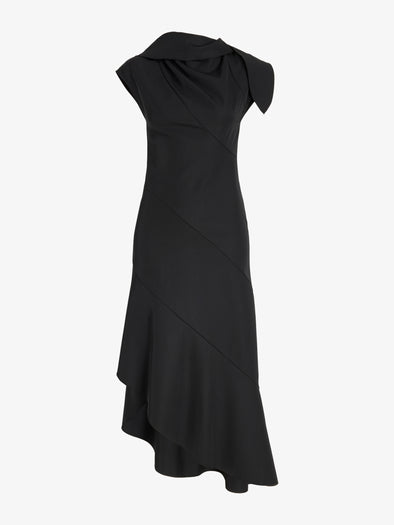 Porenza Schouler Still Life Image of Elodine Dress in Tropical Wool in Black