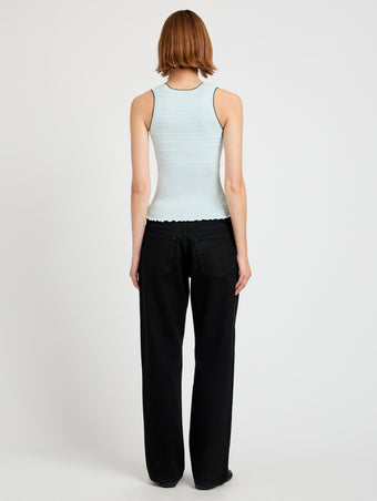 Proenza Schouler Back full length image of model wearing the Eloise knit Top in Lightweight Cotton in Frost