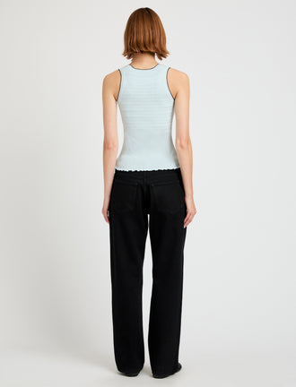 Proenza Schouler Back full length image of model wearing the Eloise knit Top in Lightweight Cotton in Frost