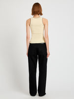 Proenza Schouler Back full length image of model wearing Eloise Knit Top in Lightweight Cotton in Light Butter