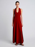 Proenza Schouler Front image of model wearing Ember Dress in Light Matte Viscose Crepe in RED