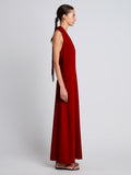 Proenza Schouler Side image of model wearing Ember Dress in Light Matte Viscose Crepe in RED