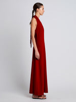 Proenza Schouler Side image of model wearing Ember Dress in Light Matte Viscose Crepe in RED