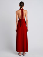 Proenza Schouler Back image of model wearing Ember Dress in Light Matte Viscose Crepe in RED
