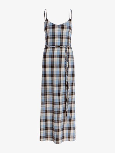 Proenza Schouler Still Life Image of Evelyn Dress in Plaid Gauze in Sky 