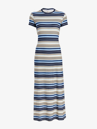Proenza Schouler Still Life Image of Noelle Dress in Striped Jersey in Sky Multi