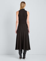 Proenza Schouler Back full length image of model wearing Ezme Dress in Souffle Knit in Chicory