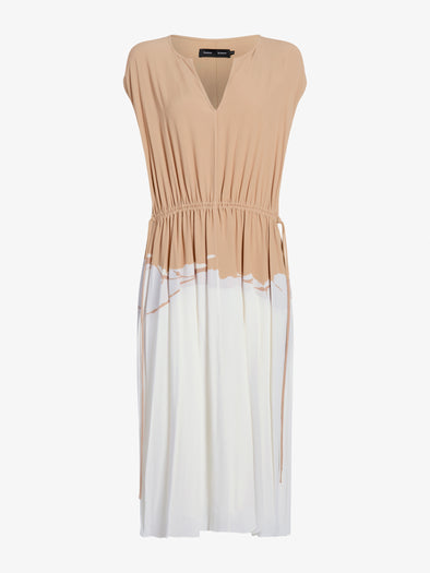 Proenza Schouler flat image of Ezra Dress in Printed Viscose in khaki multi