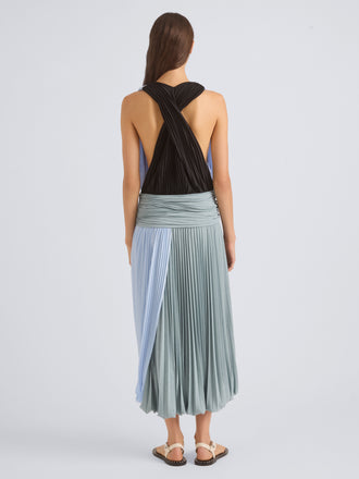 Proenza Schouler Back On Model Image of FIORA DRESS IN TEXTURED SHEER in Light Blue Multi