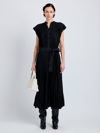 Proenza Schouler Front full length image of Farah Dress In Tech Crepe in black