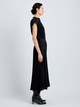 Proenza Schouler Side full length image of Farah Dress In Tech Crepe in black