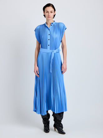 Proenza Schouler Front full length image of Farah Dress In Tech Crepe in sky blue