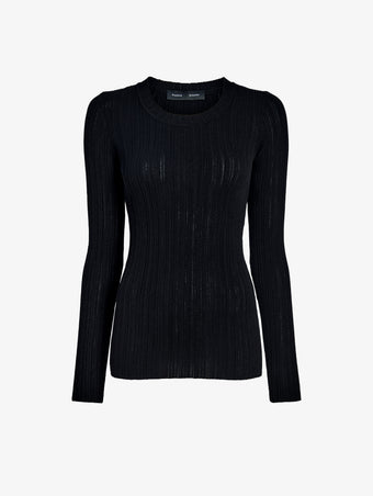 Proenza Schouler Still Life Image of Fedda Top in Micro Pleat Knit in Black