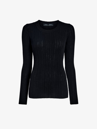 Proenza Schouler Still Life Image of Fedda Top in Micro Pleat Knit in Black