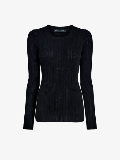 Proenza Schouler Still Life Image of Fedda Top in Micro Pleat Knit in Black