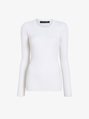 Proenza Schouler Still Life Image of Fedda Top in Micro Pleat Knit in White
