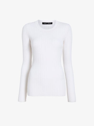 Proenza Schouler Still Life Image of Fedda Top in Micro Pleat Knit in White