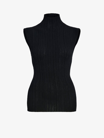 Proenza Schouler Still Life Image of Federica Top in Micro Pleat Knit in Black