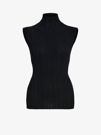 Proenza Schouler Still Life Image of Federica Top in Micro Pleat Knit in Black