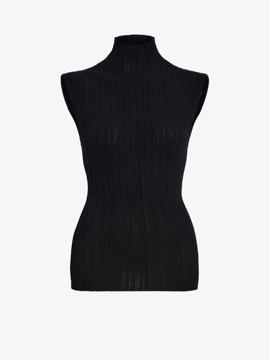 Proenza Schouler Still Life Image of Federica Top in Micro Pleat Knit in Black