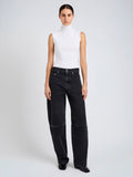 Proenza Schouler Full Length image of Model wearing Federica Top in Micro Pleat Knit in White