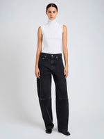 Proenza Schouler Full Length image of Model wearing Federica Top in Micro Pleat Knit in White