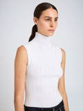 Proenza Schouler Detail image of Model wearing Federica Top in Micro Pleat Knit in White
