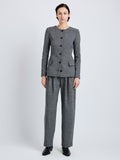 Proenza Schouler Alternate front full length image of Fontana Pant in Melange Suiting in dark grey melange