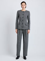 Proenza Schouler Alternate front full length image of Fontana Pant in Melange Suiting in dark grey melange