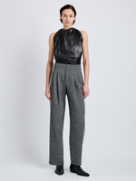 Proenza Schouler Front full length image of Fontana Pant in Melange Suiting in dark grey melange