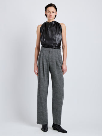 Proenza Schouler Front full length image of Fontana Pant in Melange Suiting in dark grey melange