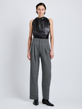 Proenza Schouler Front full length image of Fontana Pant in Melange Suiting in dark grey melange