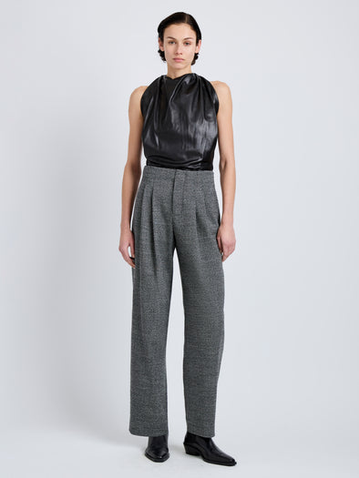 Proenza Schouler Front full length image of Fontana Pant in Melange Suiting in dark grey melange