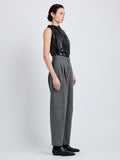 Proenza Schouler Side full length image of Fontana Pant in Melange Suiting in dark grey melange