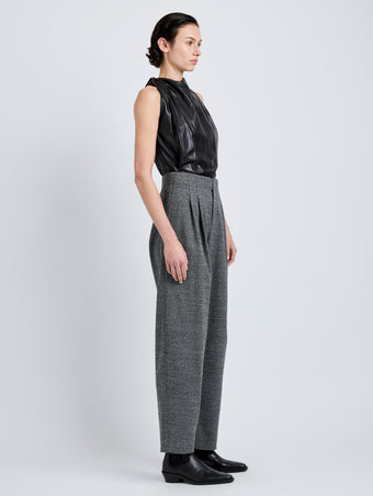 Proenza Schouler Side full length image of Fontana Pant in Melange Suiting in dark grey melange