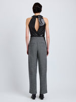 Proenza Schouler Back full length image of Fontana Pant in Melange Suiting in dark grey melange