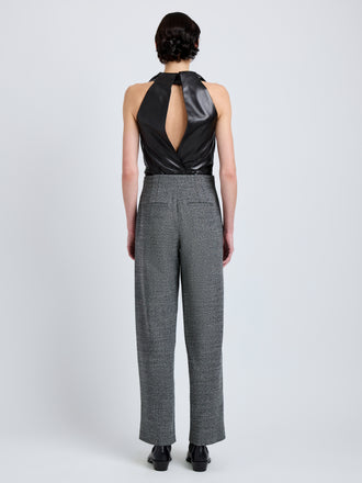 Proenza Schouler Back full length image of Fontana Pant in Melange Suiting in dark grey melange
