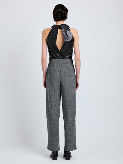 Proenza Schouler Back full length image of Fontana Pant in Melange Suiting in dark grey melange