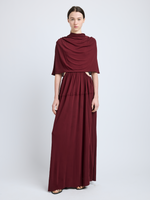 Proenza Schouler Front full length image of model wearing Frankie Dress in Matte Jersey in oxblood