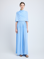 Proenza Schouler Front full length image of model wearing Frankie Dress in Matte Jersey in SKY