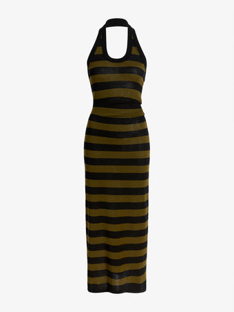 Proenza Schouler Still life image of Frann Dress in Cotton Stripe in Black Multi