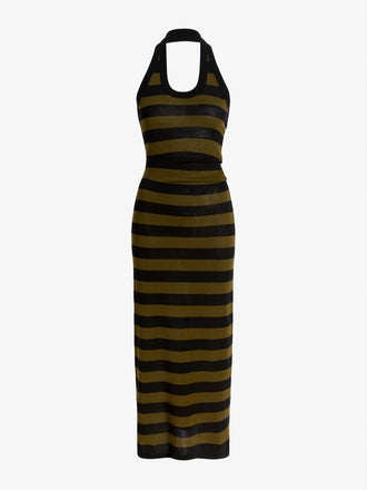 Proenza Schouler Still life image of Frann Dress in Cotton Stripe in Black Multi