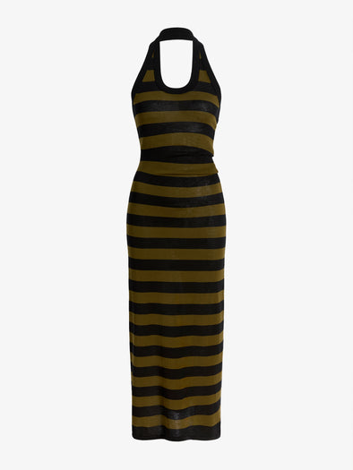 Proenza Schouler Still life image of Frann Dress in Cotton Stripe in Black Multi