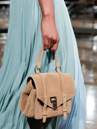 Proenza Schouler Spring 2027 Runway Detail image of Mini PS1 Walker in Calfsuede in Hazelnut