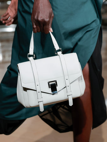 Porenza Schouler Spring 2027 Runway Detail Image of Mini PS1 Walker in Smooth Calf in Optic White