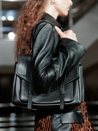 Proenza Schouler Spring 2027 Runway detail image of Medium PS1 Walker in Smooth Calf in Black