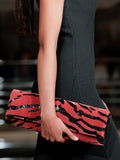 Proenza Schouler Runway Detail Image of Hex Clutch in Tufted Sequin in Black/Paprika