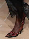 Proenza Schouler Runway Detail Image of Harlow 60 Mule in Tufted Sequin in Paprika Black