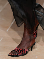 Proenza Schouler Runway Detail Image of Harlow 60 Mule in Tufted Sequin in Paprika Black